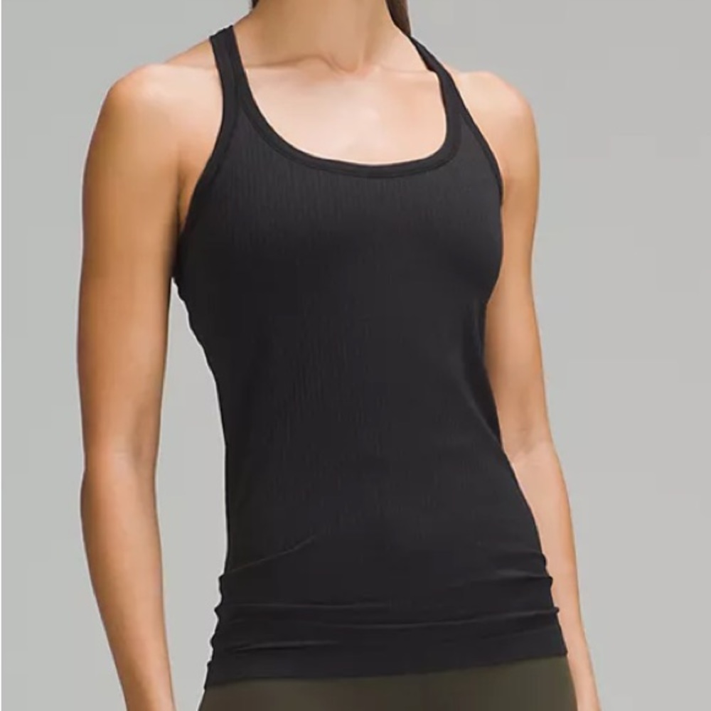 EUC Lululemon Women Solid Black Ebb To Street Tank II Racerback Bra Top 6